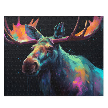 "Stunning Majestic Moose Jigsaw Puzzle - Vibrant watercolor painting of a moose in natural habitat"