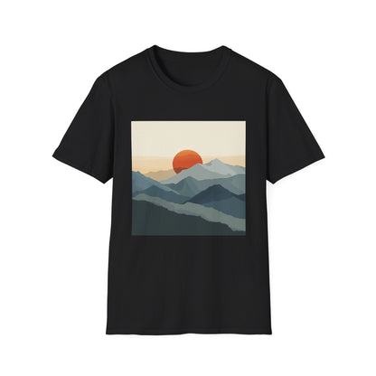 Serene Summit: A Minimalist Sunrise | T-Shirt | DTG, Men's Clothing, Regular fit, T-Shirts, Unisex, Women's Clothing | Prints with Passion