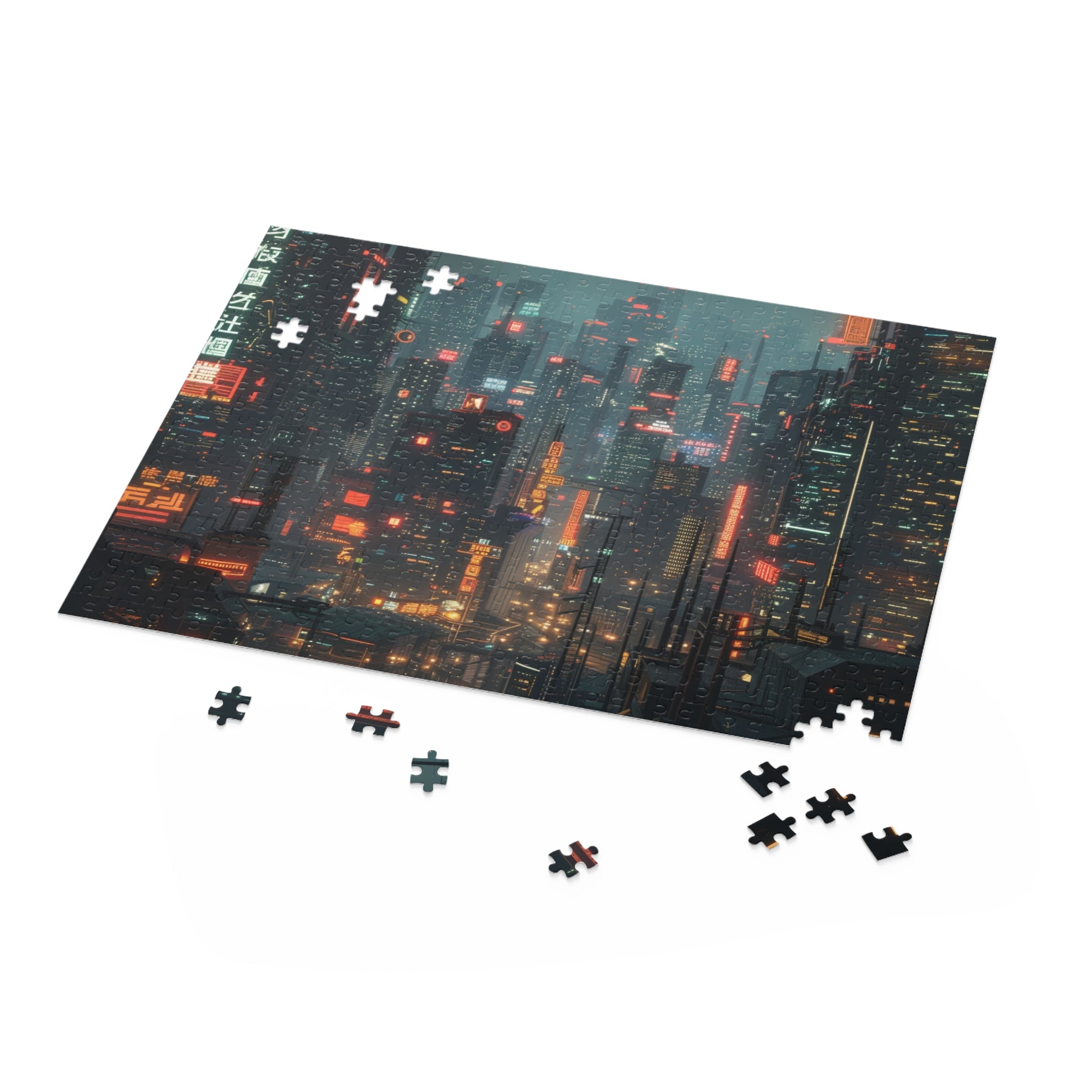 Neon Cyberpunk City Puzzle - A visually stunning and challenging jigsaw for sci-fi lovers.