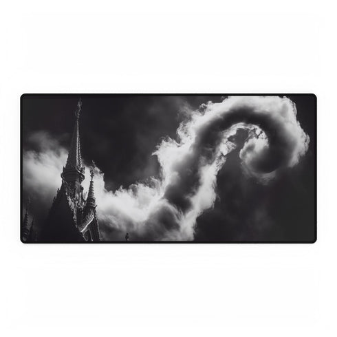 Cloud Serpent Winding Between Spires — XL & XXL Desk Mat — Full Top-Down Artwork View