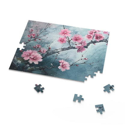 Cherry Blossom Jigsaw Puzzle - immerse in vibrant pink flowers against serene landscapes