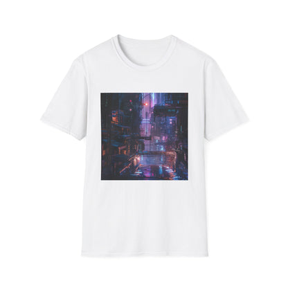 Glitch City: Cyberpunk Neon Landscape T-Shirt