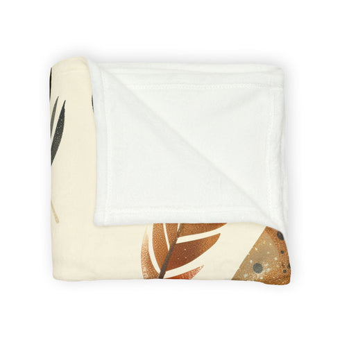 Bohemian Feathers Seamless Pattern — Plush Fleece Throw Blanket — Product Detail View 5