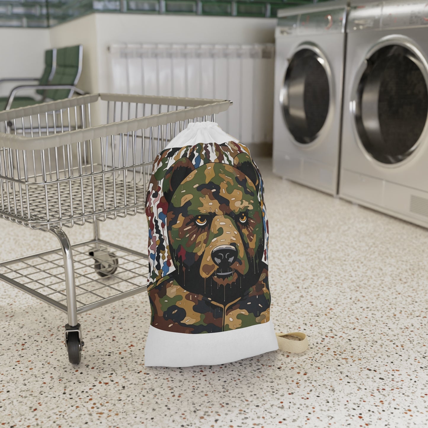 "Bape Camo Laundry Bag - Stylish storage essential with vibrant Murakami-inspired design"