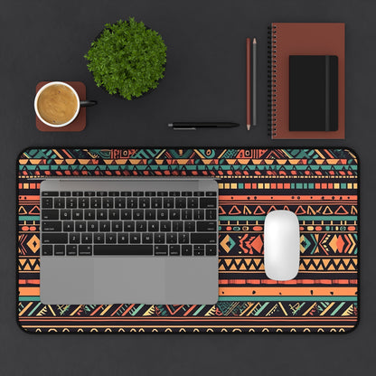 Aztec Chic Desk Mat - Stylish and durable desk protector with ancient Aztec pattern for office decor