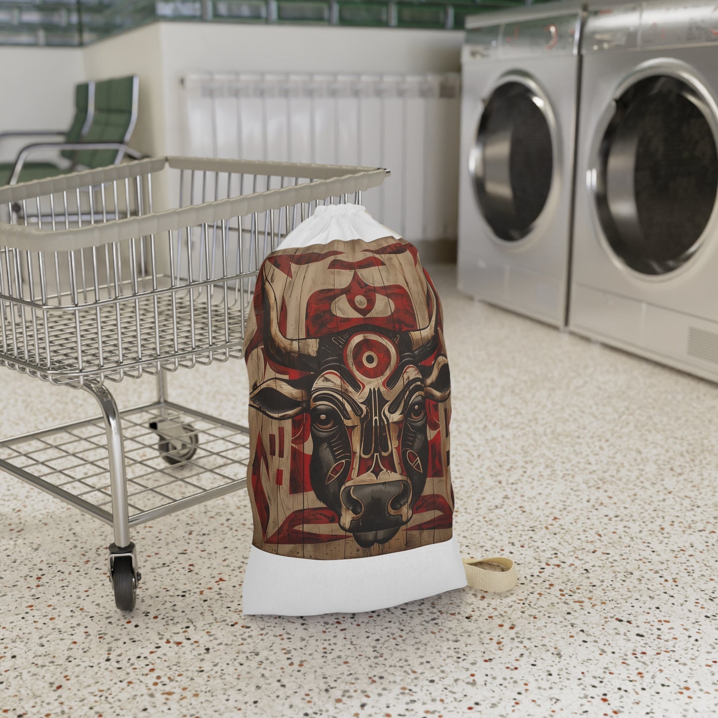 "Stylish Tribal Totem Laundry Bag inspired by ancient cultures for fun laundry day"