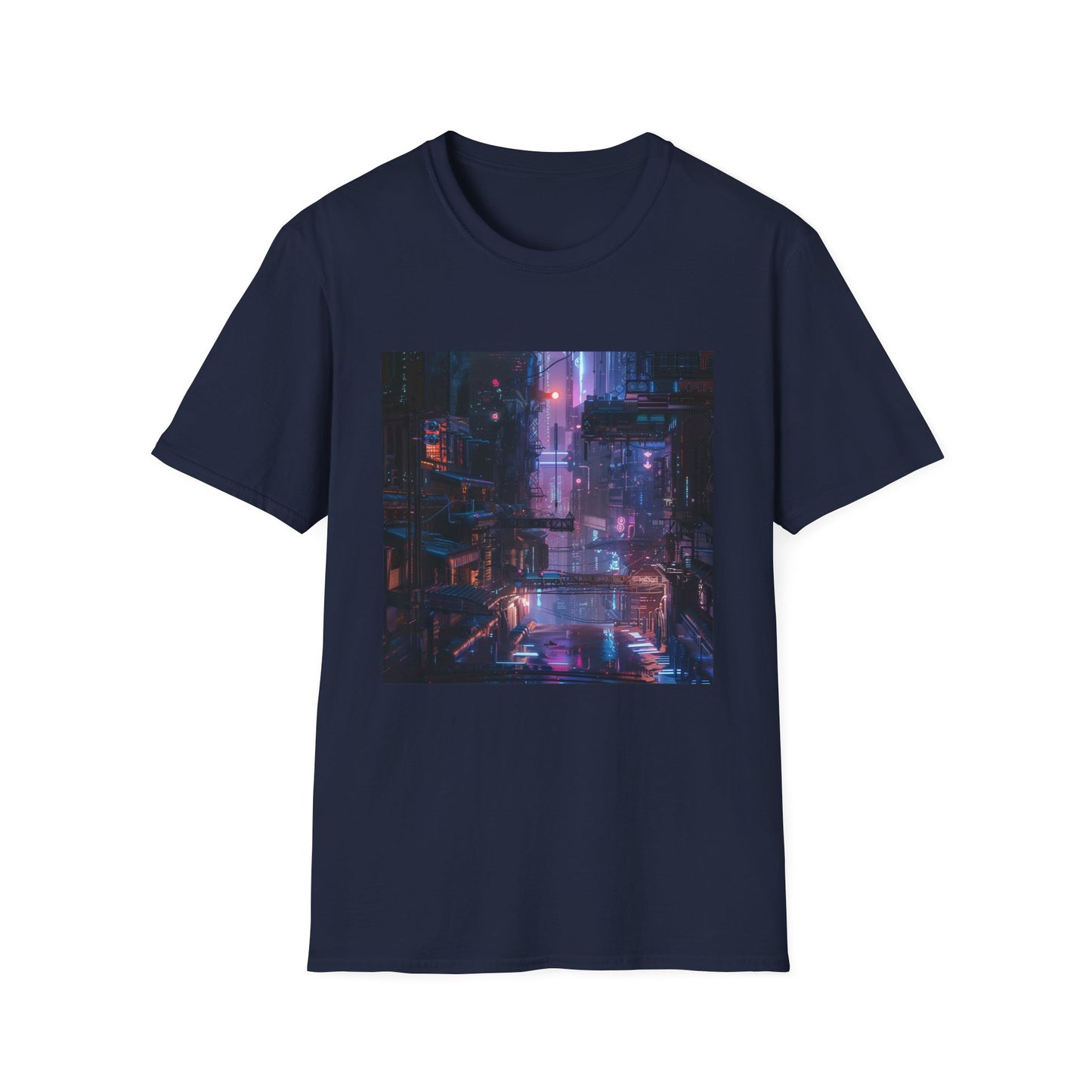 Glitch City: Cyberpunk Neon Landscape T-Shirt