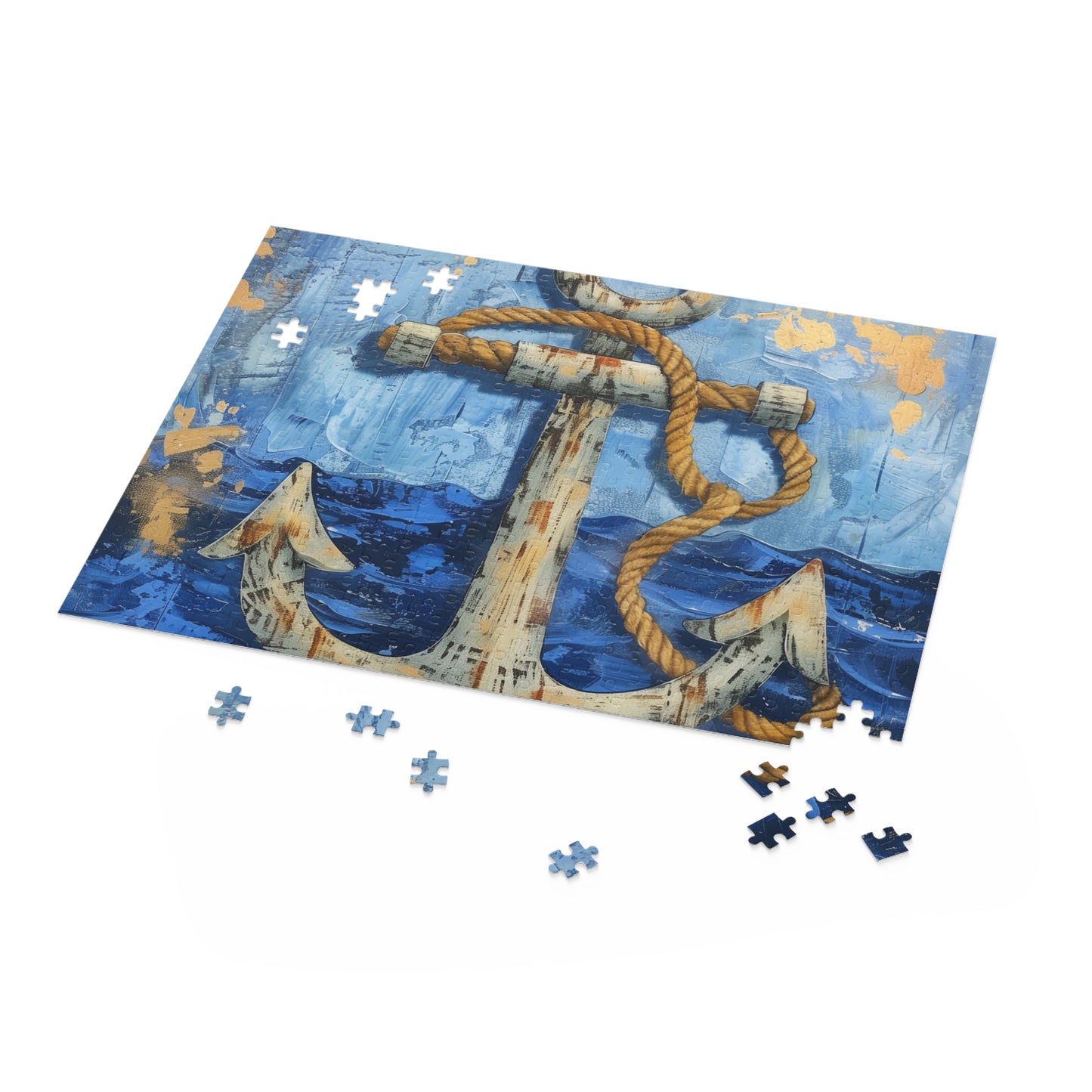 "Anchor and Rope Nautical Jigsaw Puzzle - Perfect for maritime décor enthusiasts"