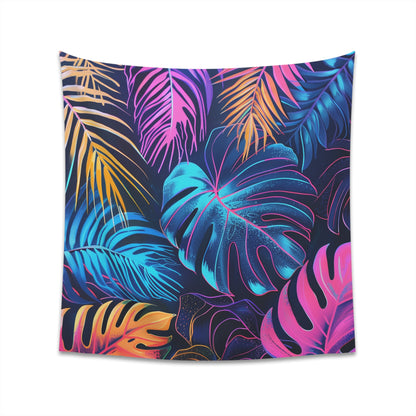 "Neon Oasis Tropical Paradise Tapestry - High-Quality, Vibrant Palm Tree Decor - Great Gift - Available in 2 Sizes"