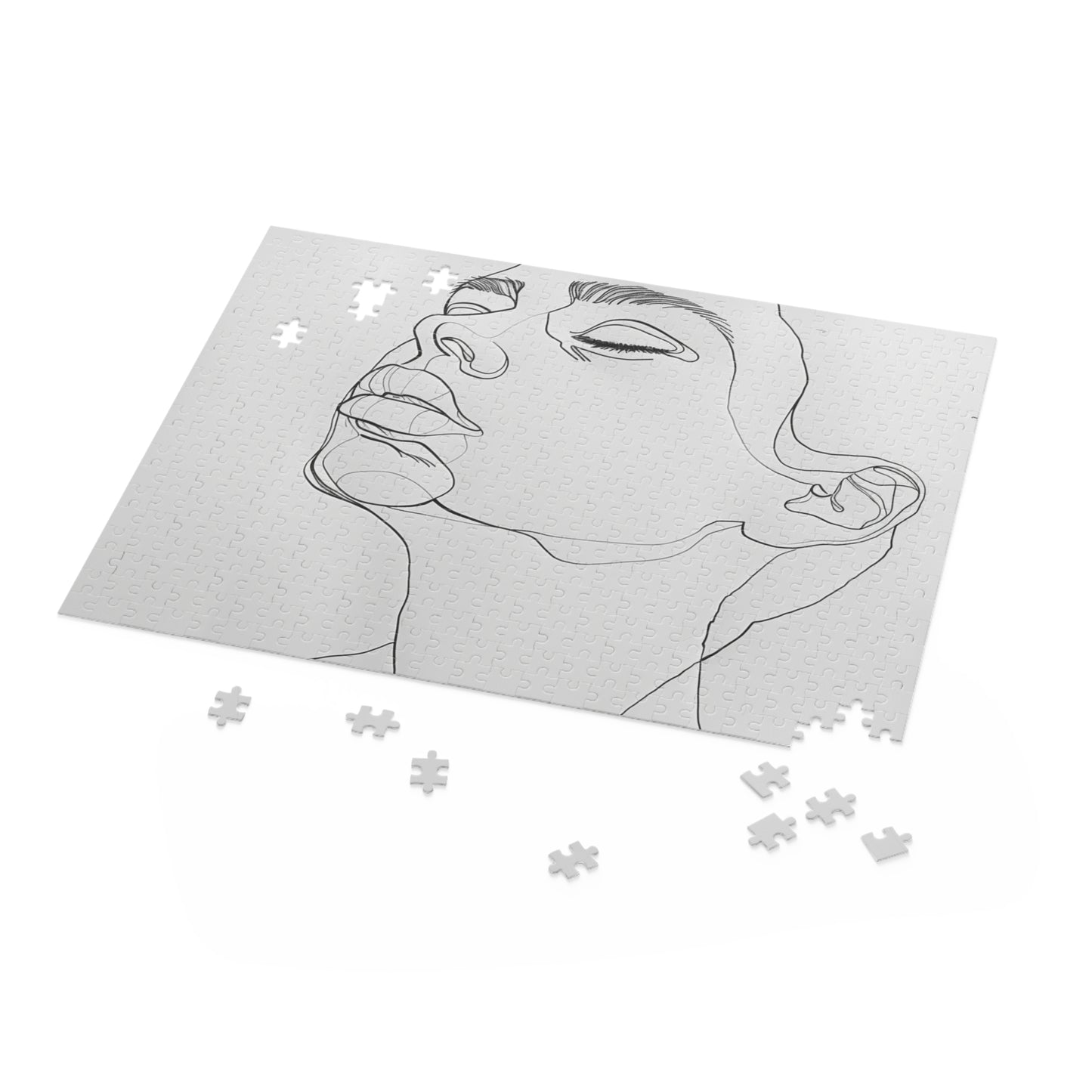 "Modern Sleek Face Art Puzzle - Minimalist line art face jigsaw, perfect decor piece"