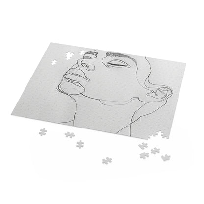 "Modern Sleek Face Art Puzzle - Minimalist line art face jigsaw, perfect decor piece"