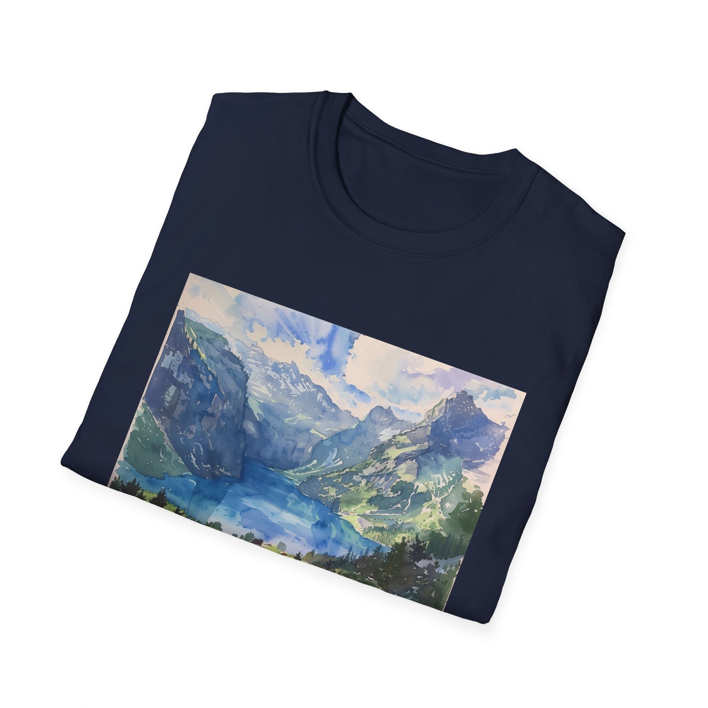 ## Majestic Peaks in Watercolor: The Swiss Alps T-shirt