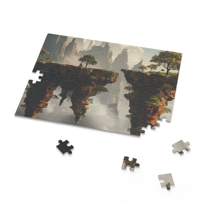 Whimsical surreal island landscape jigsaw puzzle with floating islands and vibrant colors