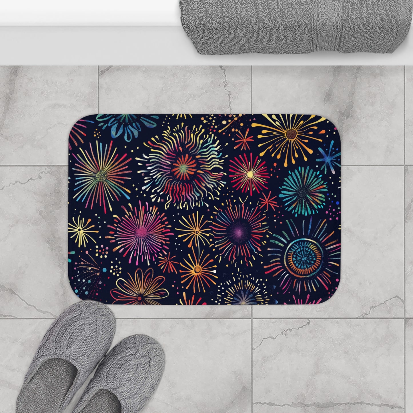 Fireworks Festive Bath Mat