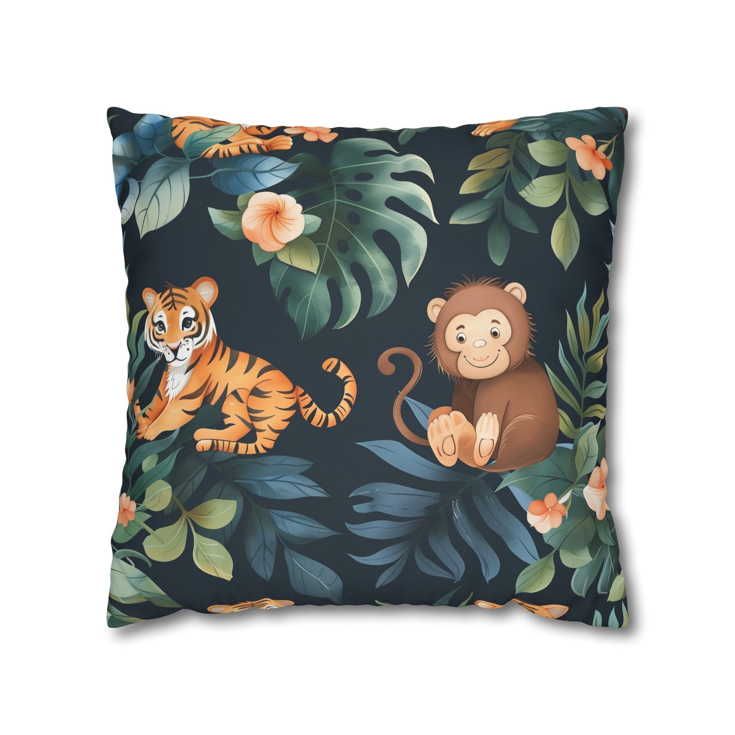 "Wild Tiger Jungle Pillow Case - Add a touch of adventure with seamless tiger pattern in lush greenery for a wild bedroom transformation."