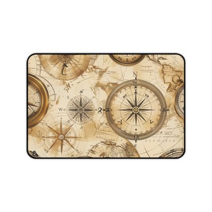 "Vintage Maps Desk Mouse Pad - Antique map pattern desk mat for stylish workspace protection"