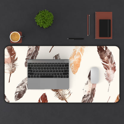 Boho Feathers Desk Mat - Stylish and Vibrant Bohemian Workspace Decor