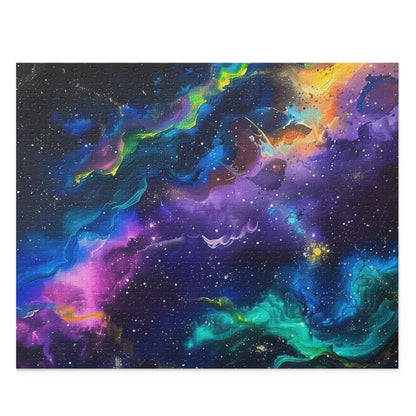 "Explore vibrant colors with our Neon Galaxy Jigsaw Puzzle – a captivating cosmic adventure!"