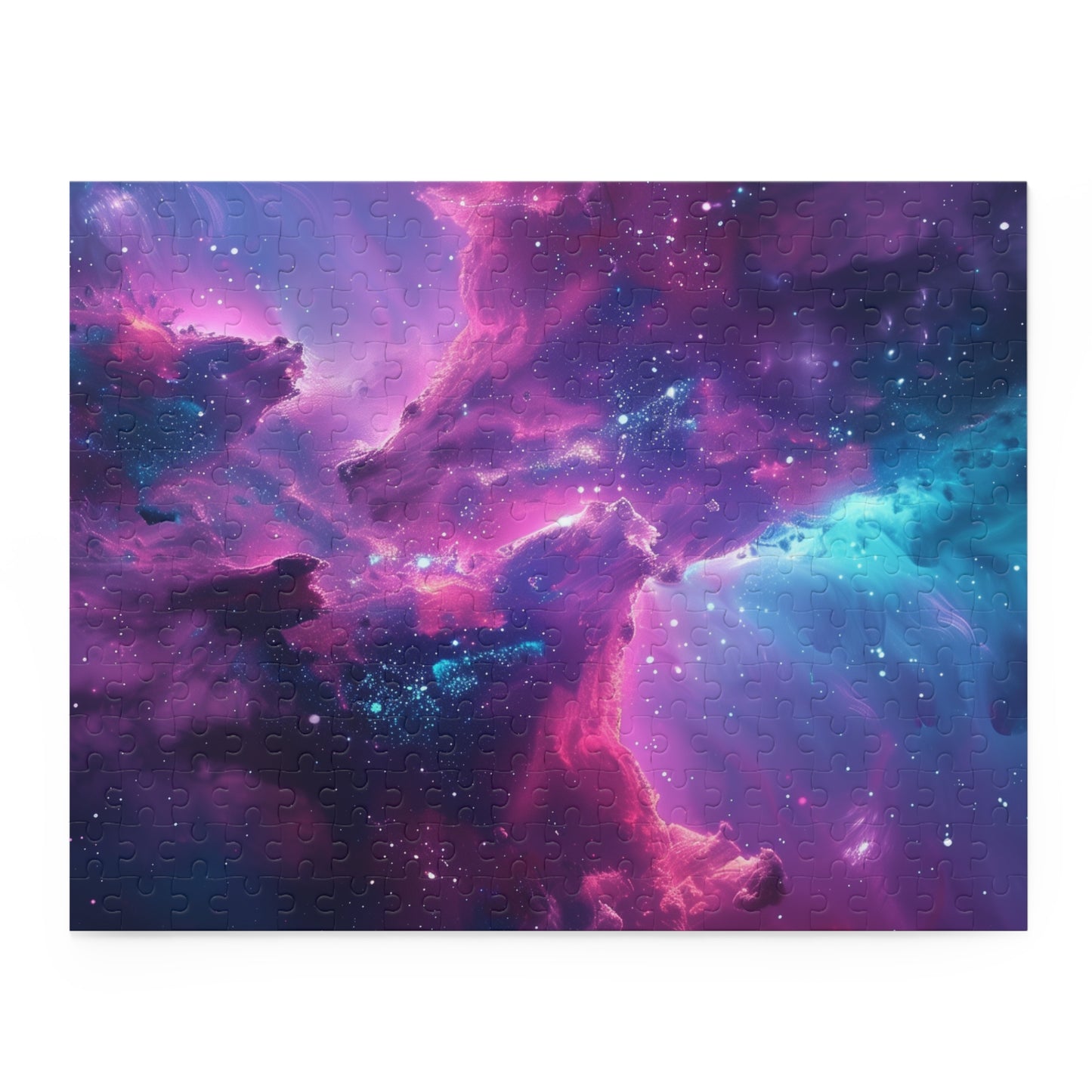 Neon Galaxy Puzzle - Immersive celestial jigsaw puzzle with vibrant hues for puzzle enthusiasts.