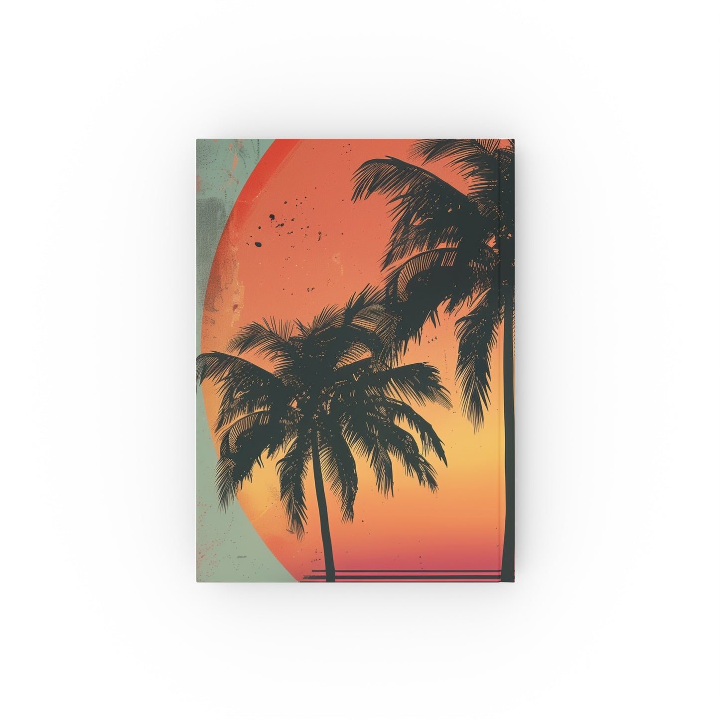 Retro Beach Journal with Palm Trees Silhouetted Against Sunset - Ideal for Summer Memories and Tropical Tales