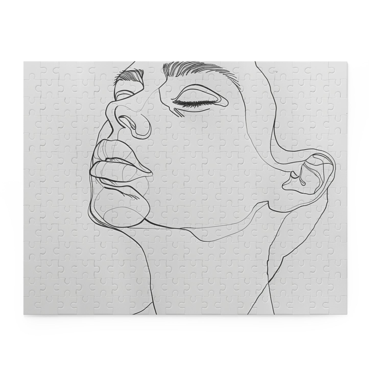 "Minimalist line art face jigsaw puzzle - perfect decor piece"