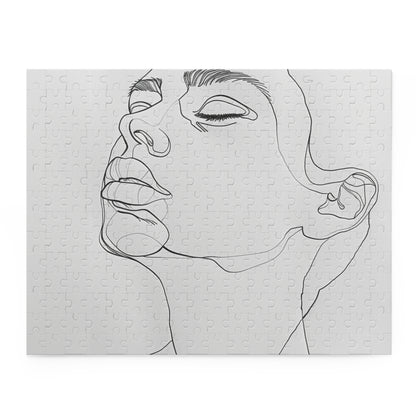 "Minimalist line art face jigsaw puzzle - perfect decor piece"