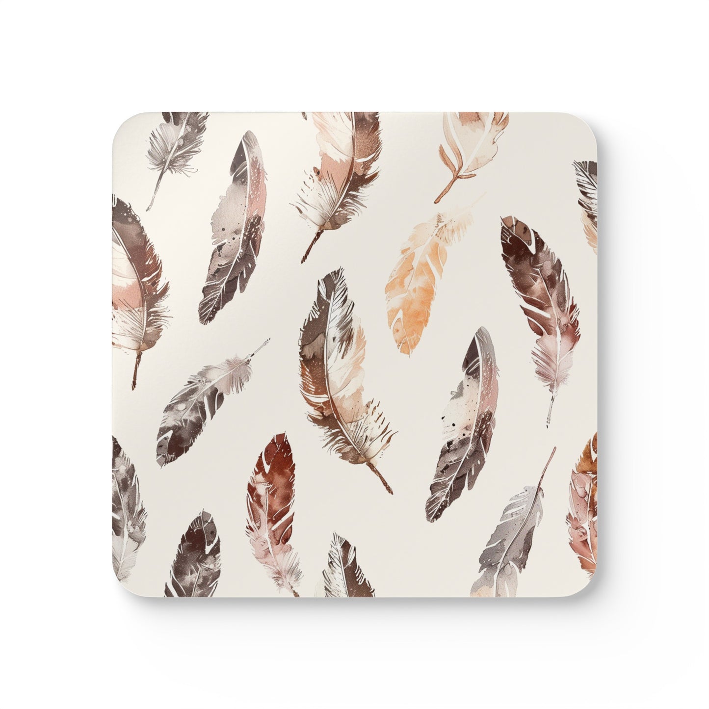 Boho Feathers Cork Coaster Set | Home Decor | Accessories, Coasters, Desk, Kitchen, Kitchen Accessories, Sublimation, Summer Picks | Prints with Passion