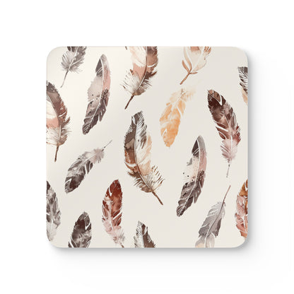 Boho Feathers Cork Coaster Set | Home Decor | Accessories, Coasters, Desk, Kitchen, Kitchen Accessories, Sublimation, Summer Picks | Prints with Passion