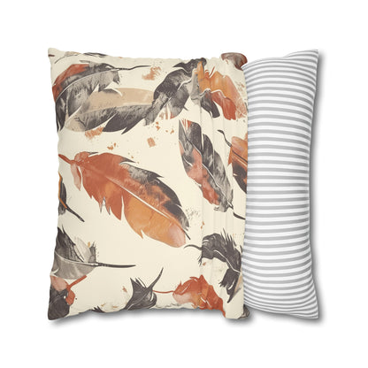 "Boho Feathers Pillow Case - Add bohemian elegance to your bedroom with seamless feather pattern in soft colors"