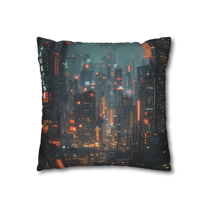 "Vibrant cyberpunk Neon Metropolis pillowcase, perfect for all seasons, high-quality material. Makes a great gift!"