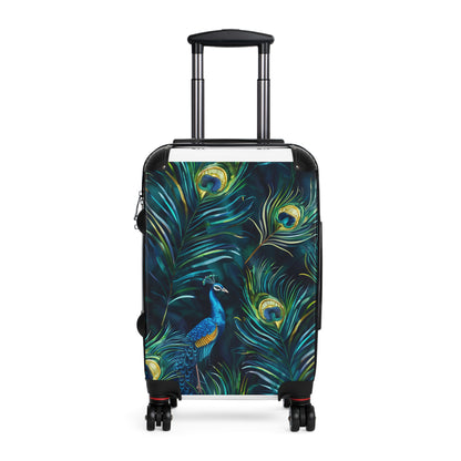 Vibrant Blue Peacock Feathers Suitcase