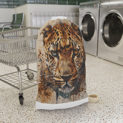 "Stylish Cheetah Print Laundry Bag for Safari-Inspired Storage"