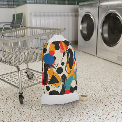 "Colorful abstract laundry bag for stylish laundry routine, bold bright design"