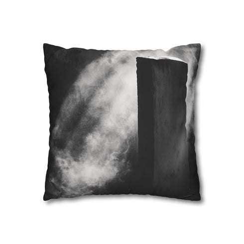 Echoes of Light Around Temple Monolith (Edition II) — 40×40 Cushion Cover — Double-Sided Back & Concealed Zip Detail