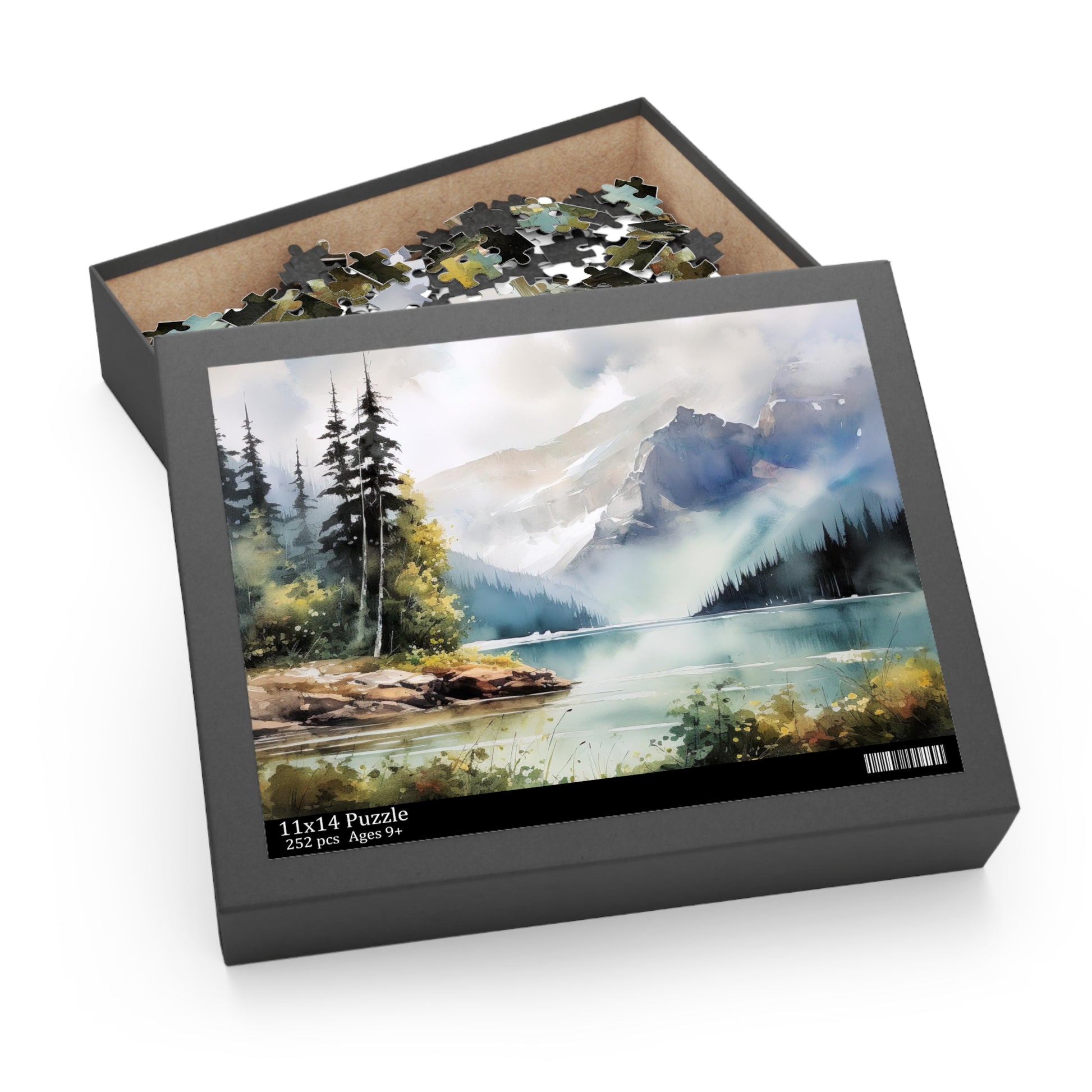 "Wilderness Lake Forest Puzzle - Serene nature jigsaw puzzle for relaxation and fun"