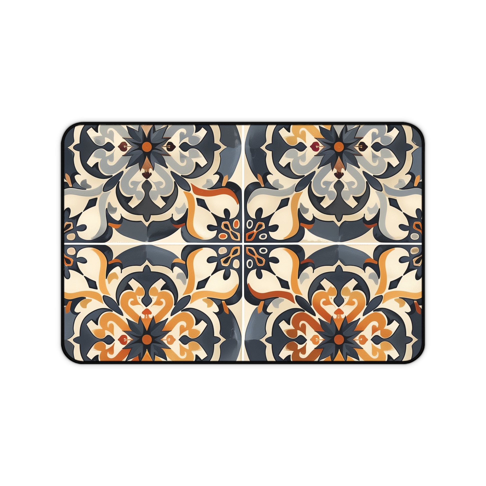 "Artisan Tiles Desk Mat - Elegant workspace protection with seamless pattern design"