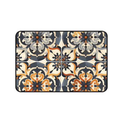 "Artisan Tiles Desk Mat - Elegant workspace protection with seamless pattern design"