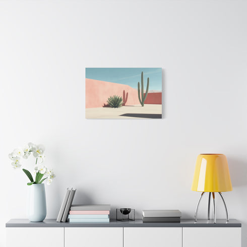 Minimal Desert Scene with Sharp Shadows — Canvas Wall Art — Kiln-Dried Pine Frame & Ready-to-Hang Back View