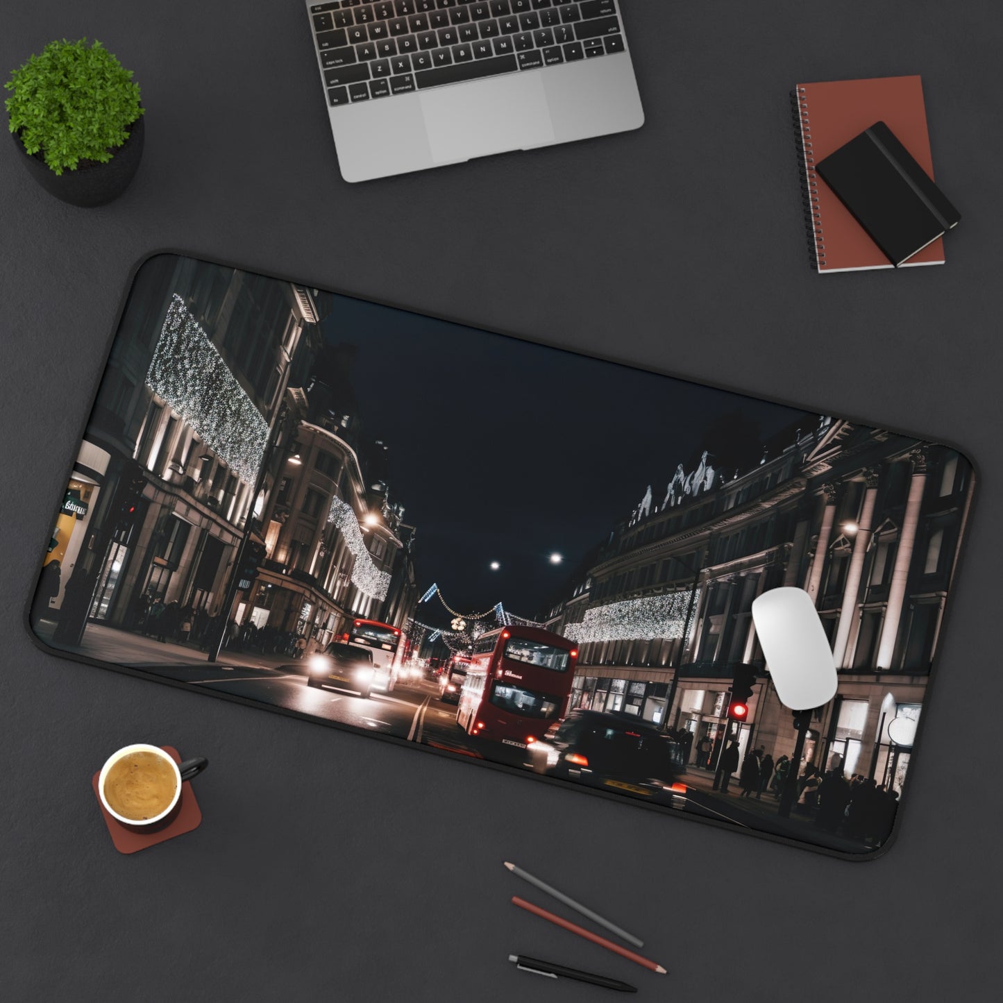 Oxford Street Night Desk Mat | Desk Mat | Accessories, Back-to-School, Desk, Fall Bestsellers, Home & Living, Mouse pad, Mouse Pads, Mousepad, Seasonal Picks, Stationery, TikTok | Prints with Passion