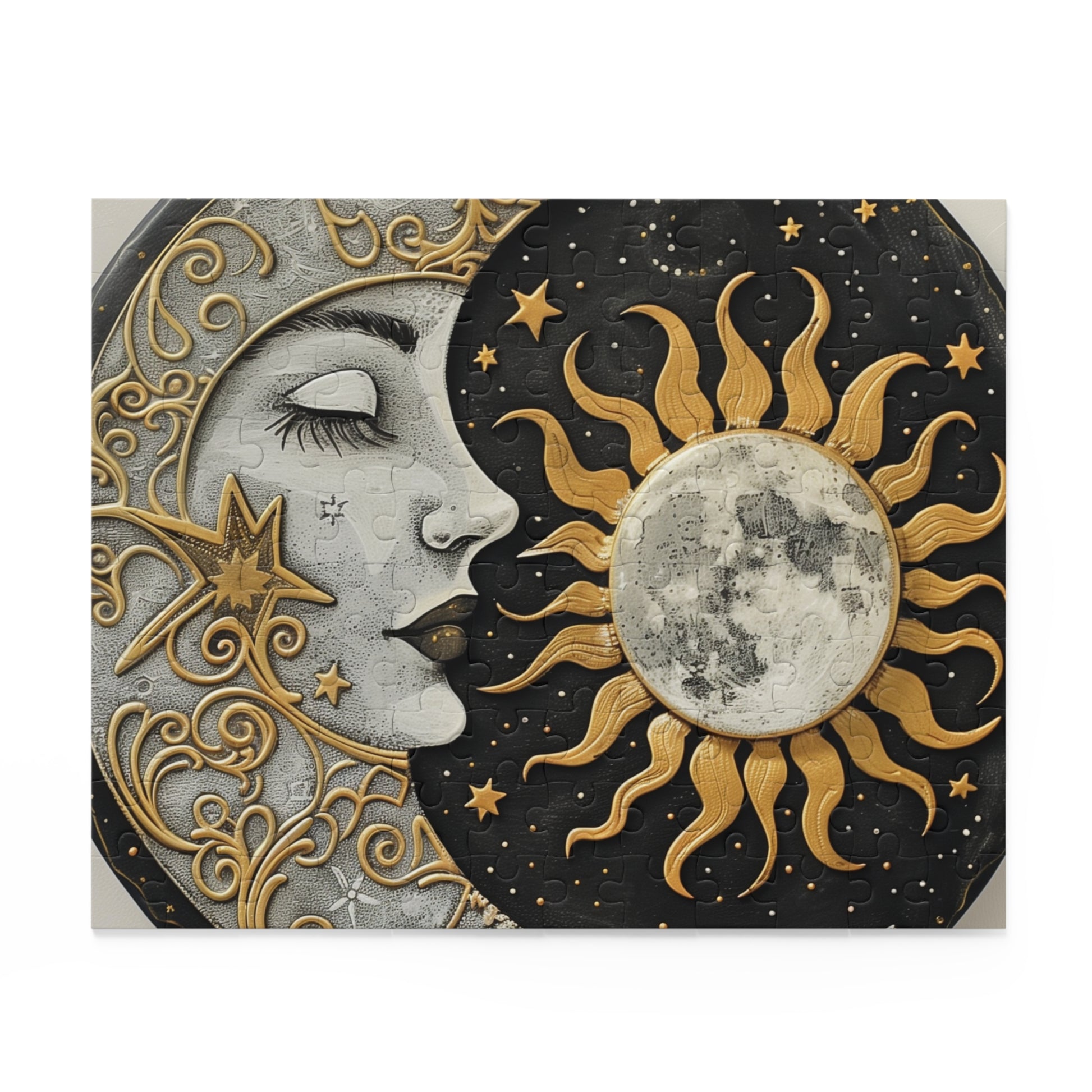 Mandala Sun Moon Puzzle: Find peace and tranquility with this beautiful jigsaw puzzle.