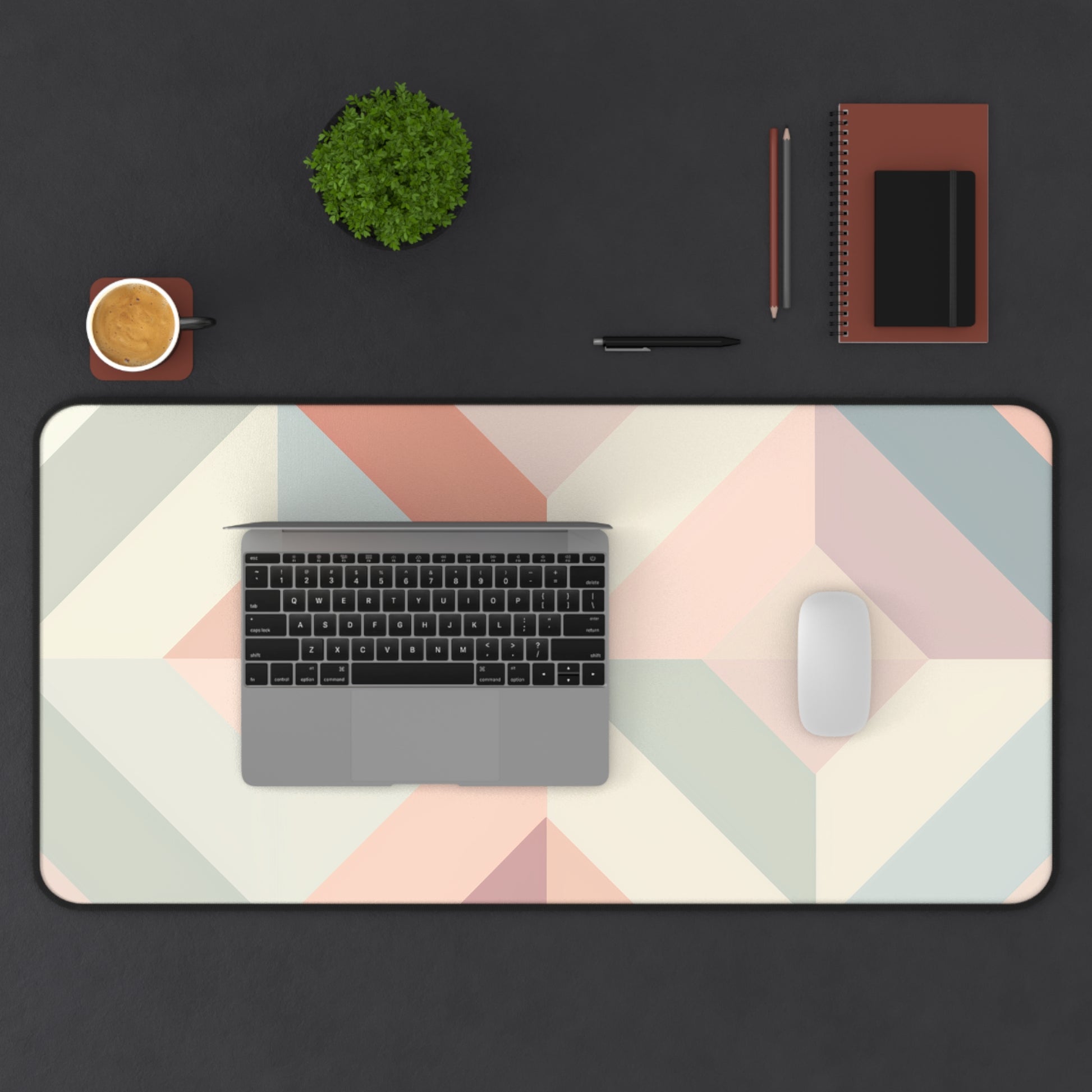 Pastel Geometrics Desk Mat - Modern and Stylish Workspace Accessory with Soft, Soothing Hues