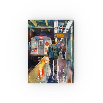 "Underground Tales: A New York Subway Journal with Watercolor Cover - High-quality and versatile urban-themed journal, perfect for all seasons. Great gift idea!"