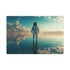 Astronaut Standing on a Mirror Ocean — Canvas Wall Art — Living Room Wall Lifestyle View