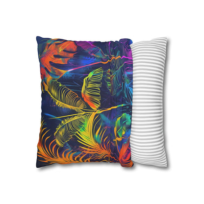 "Electric Jungle Pillowcase - Vibrant tropical design in bold neon hues, high-quality & stylish, perfect for all seasons. Makes a great gift. Shop now!"