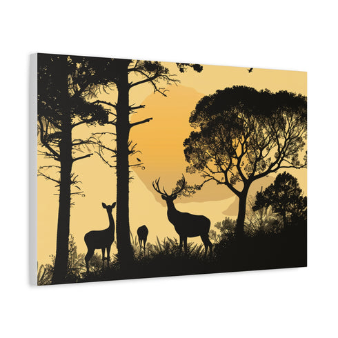 Nature Wildlife Silhouette — Canvas Wall Art — Side Profile & Stretched Corner Detail