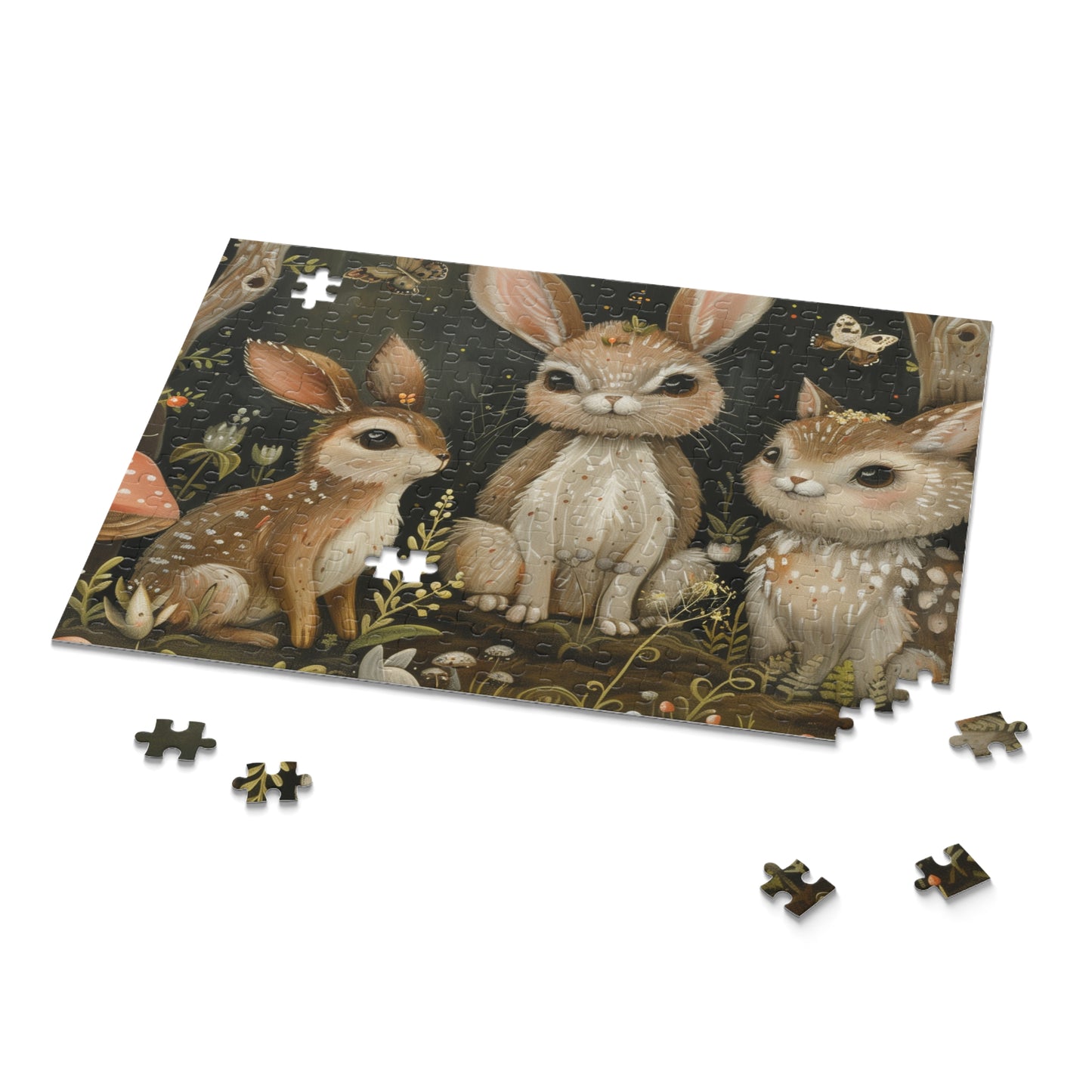 "Forest Friends Jigsaw Puzzle - Charming woodland creatures illustration, perfect for nature lovers. Hours of entertainment!"