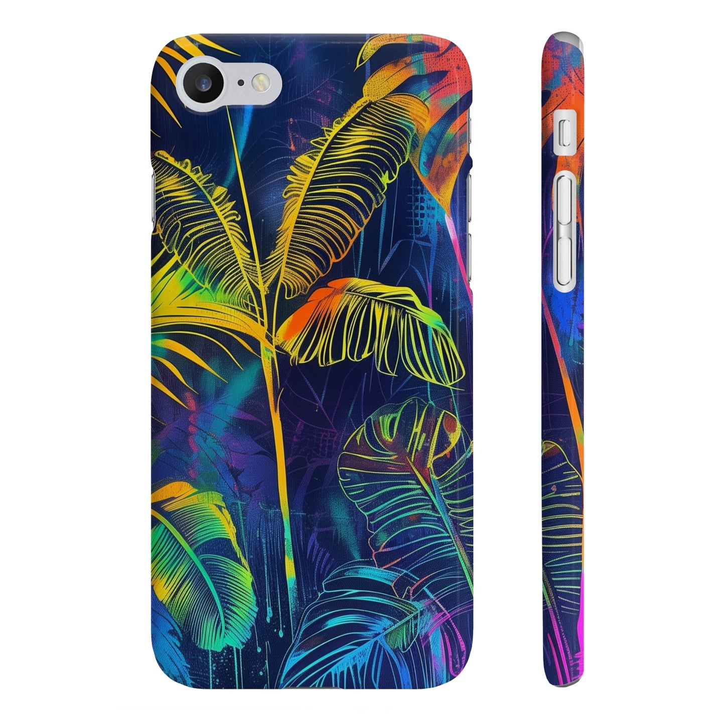 Neon Tropics: Vibrant Leaf & Palm Phone Case