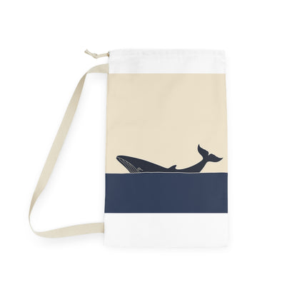 "Whale Ocean Laundry Bag - Serene whale swimming in the ocean design for a calm laundry routine"