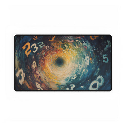 Time Vortex with Melting Numbers — XL & XXL Desk Mat — Gaming & Workspace Desk Setup View