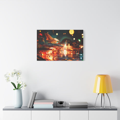 Retro Pinball Machine Turned Battlefield — Canvas Wall Art — Product Detail View 7